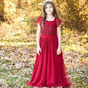 Joyfolie Red Maxi Dress Girls Size 8 , Christmas Dress